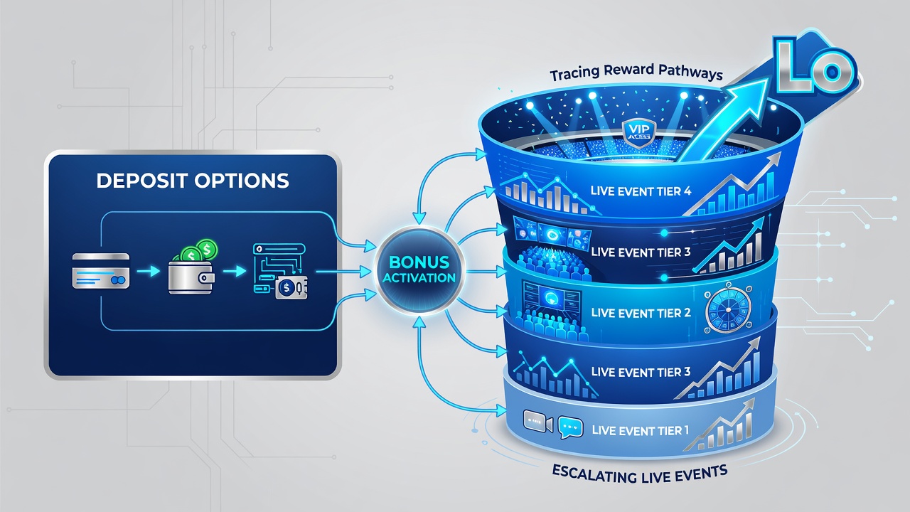 Illustration von Live-Events und Loyalitätsstufen auf mobilen Casino-Plattformen